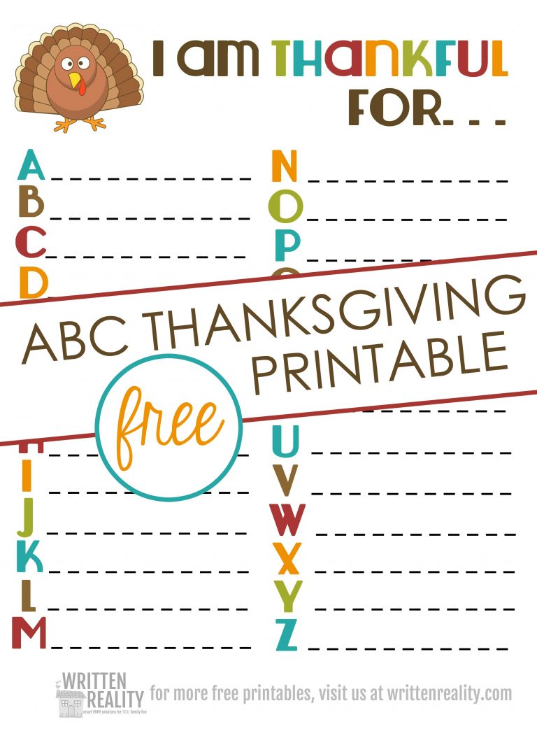 Thankful ABCs Printable is perfect for Thanksgiving! - Written Reality