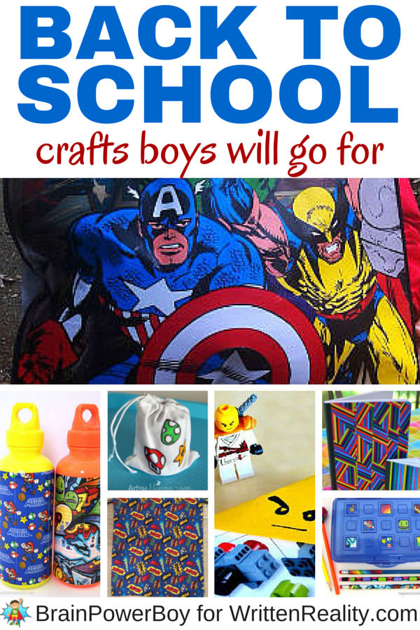 DIY Back to School Crafts guaranteed to get your boys interested in making a few projects. Make bags, pencils, notebooks and journals, water bottles and a neat LEGO bookmark.