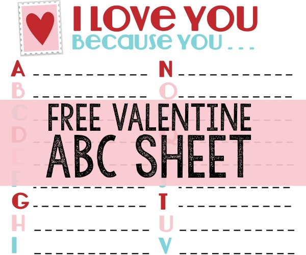 ABC Valentine Printablefreesheet